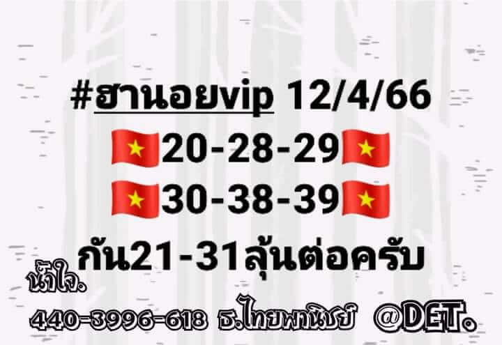 แนวทางหวยฮานอย 12/4/66 ชุดที่ 3