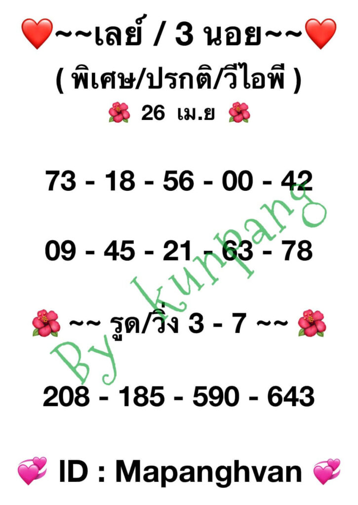 แนวทางหวยฮานอย 26/4/66 ชุดที่ 7