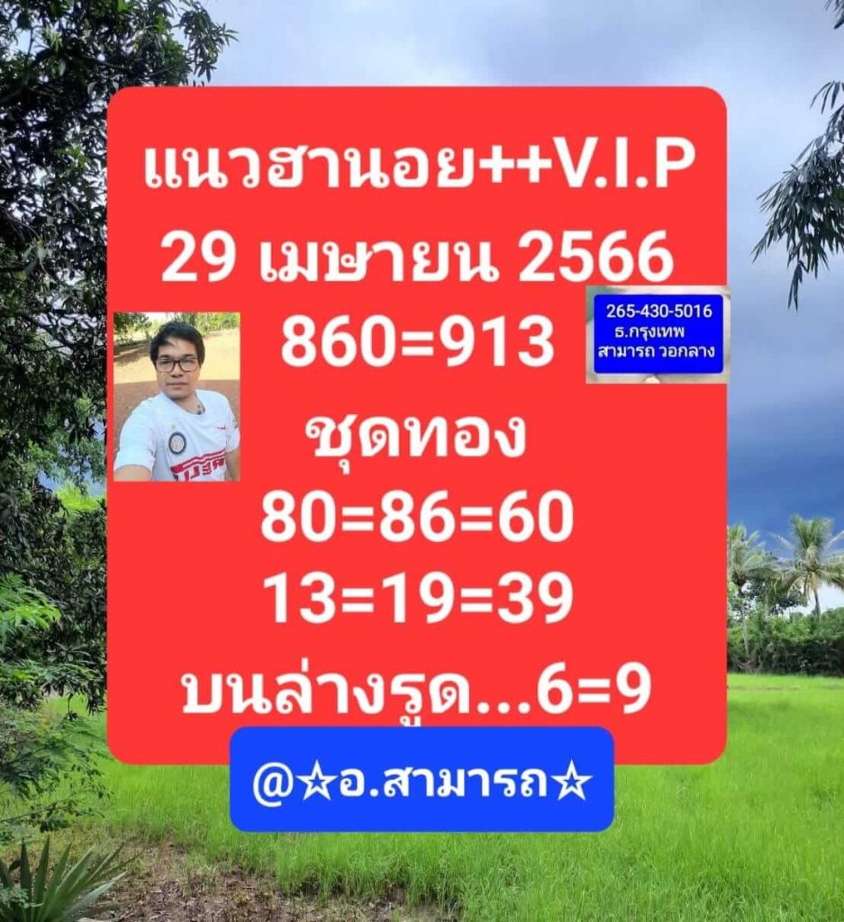 แนวทางหวยฮานอย 29/4/66 ชุดที่ 4