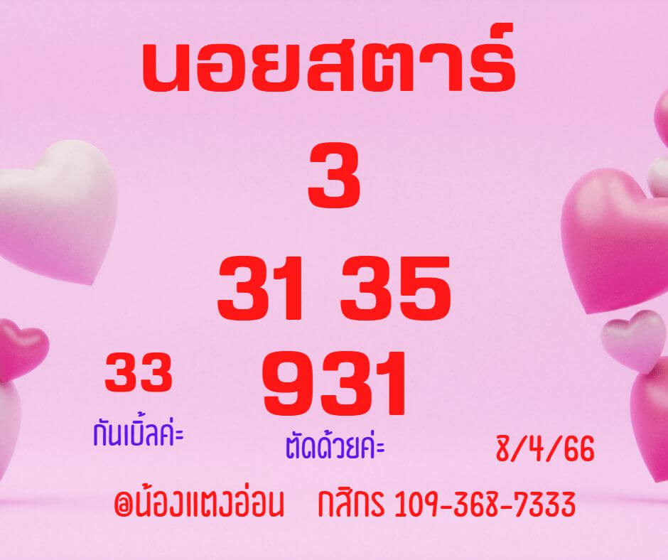 แนวทางหวยฮานอย 8/4/66 ชุดที่ 6