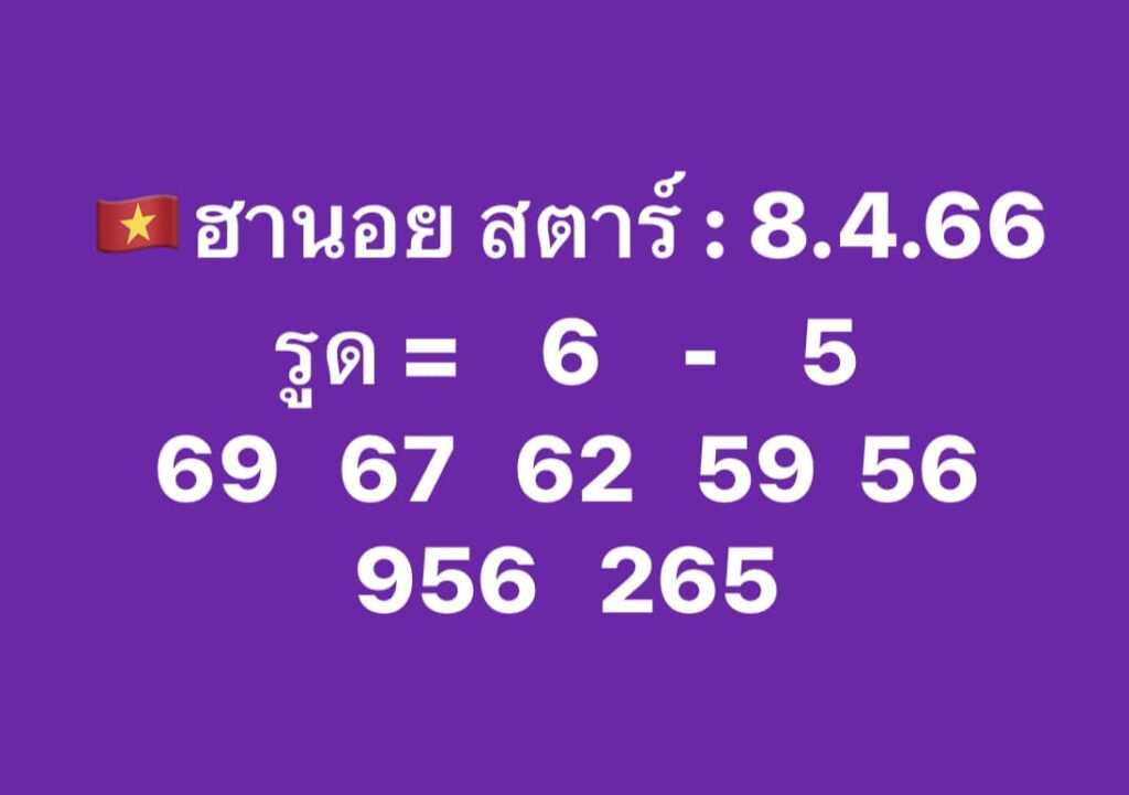 แนวทางหวยฮานอย 8/4/66 ชุดที่ 7