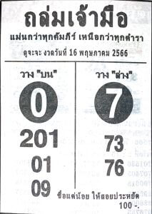 หวถล่มเจ้ามือ 16/5/66