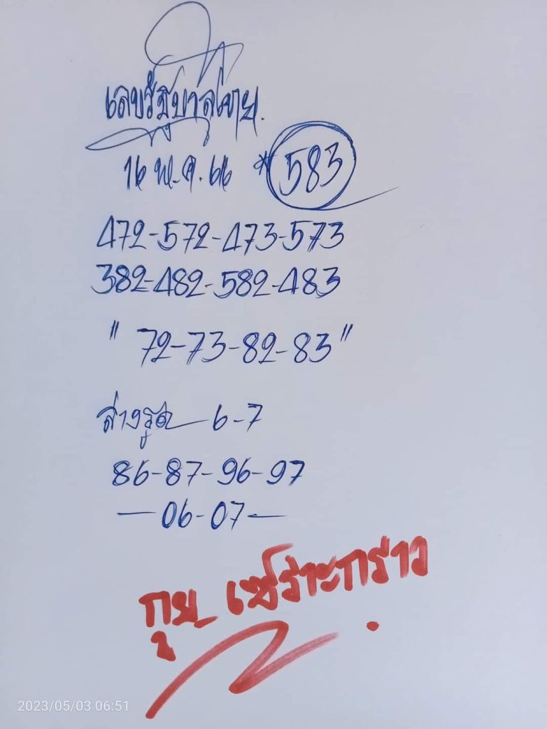 หวยกูยเซราะกราว 16/5/66