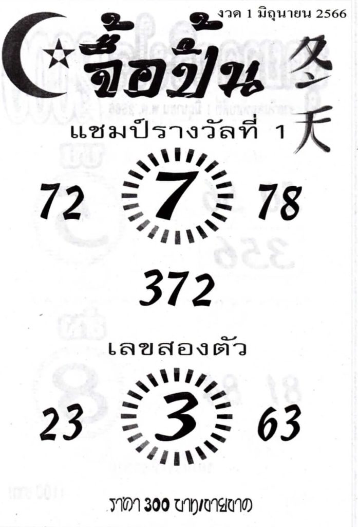 หวยจื้อปิ้น 1/6/66