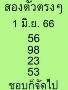 หวยสองตัวตรงๆ 1/6/66