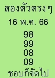 หวยสองตัวตรงๆ 16/5/66