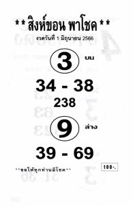 หวยสิงห์ขอน 1/6/66