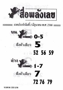 หวยสื่อพลังเลข 1/6/66