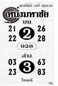 หวยหนึ่งมหาชัย 1/6/66