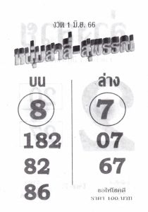 หวยหนุ่มสาลี่สุพรรณ 1/6/66