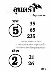 หวยอุนตร้า 1/6/66