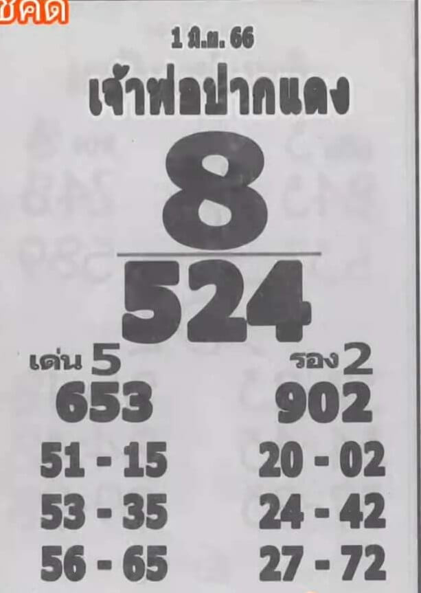 หวยเจ้าพ่อปากแดง 1/6/66