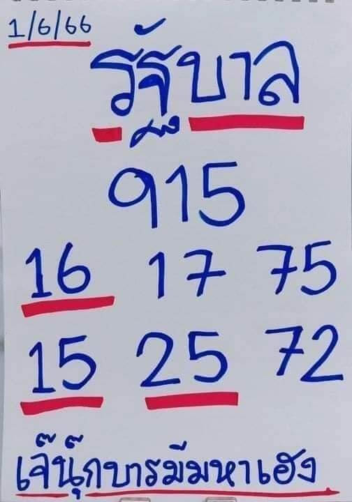 หวยเจ๊นุ๊กบารมีมหาเฮง 1/6/66