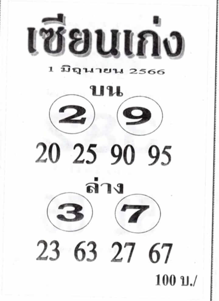 หวยเซียนเก่ง 1/6/66