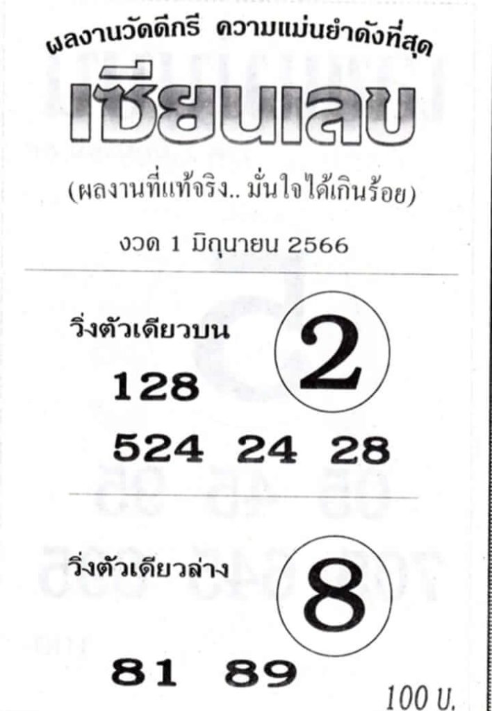 หวยเซียนเลข 1/6/66