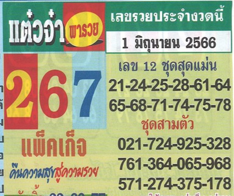 หวยแต๋วจ๋า 1/6/66