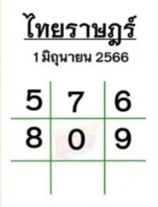 หวยไทยราษฎร์ 1/6/66