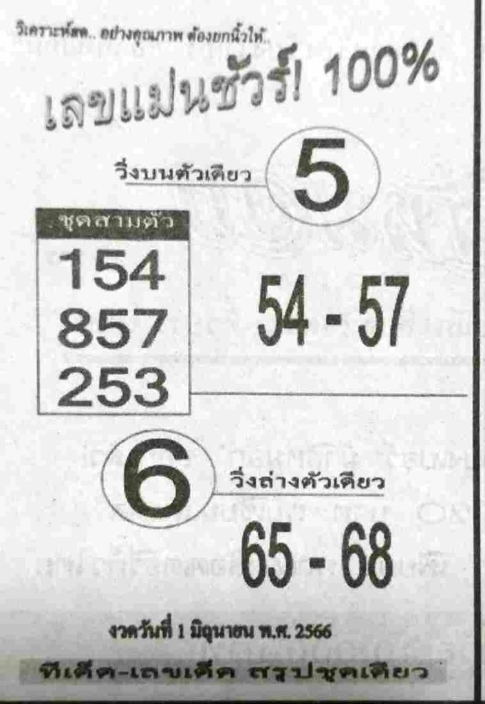 เลขแม่นชัวร์ 1/6/66