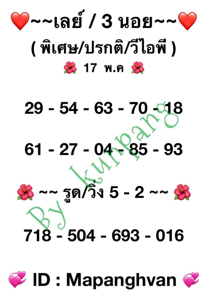 แนวทางหวยมาเลย์ 17/5/66 ชุดที่ 9