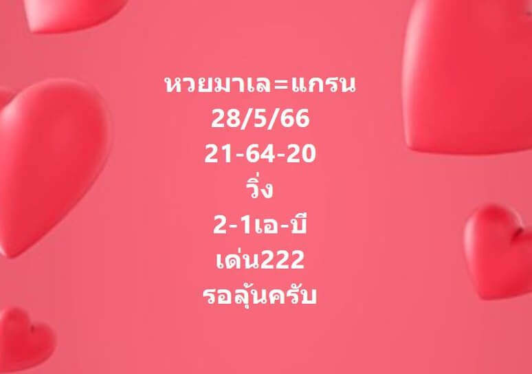 แนวทางหวยมาเลย์ 28/5/66 ชุดที่ 12