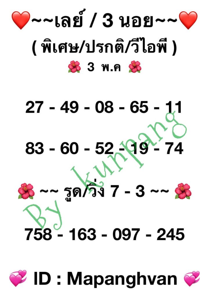 แนวทางหวยมาเลย์ 3/5/66 ชุดที่ 8