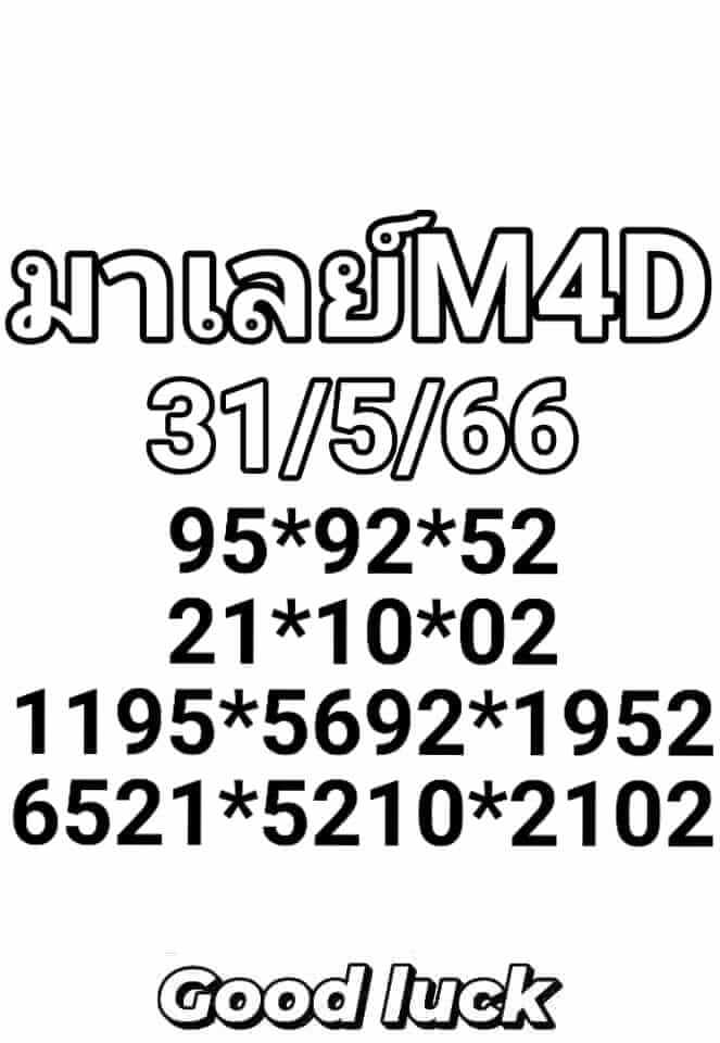 แนวทางหวยมาเลย์ 31/5/66 ชุดที่ 7