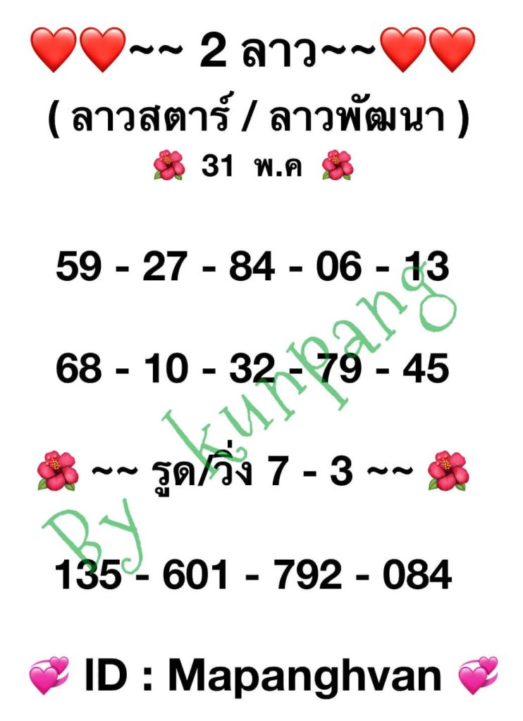 แนวทางหวยลาว 31/5/66 ชุดที่ 14