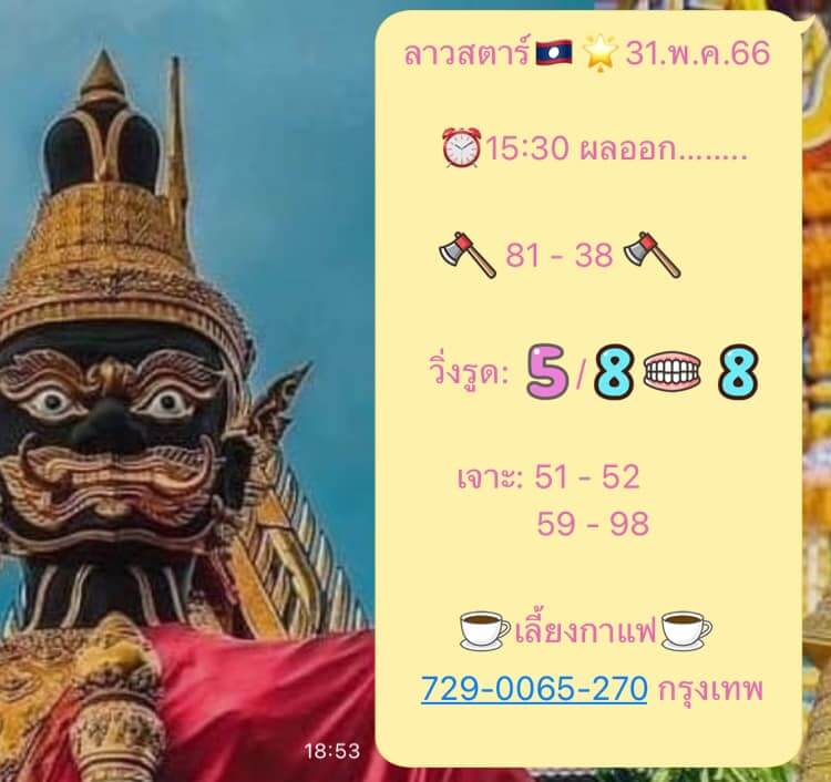 แนวทางหวยลาว 31/5/66 ชุดที่ 15