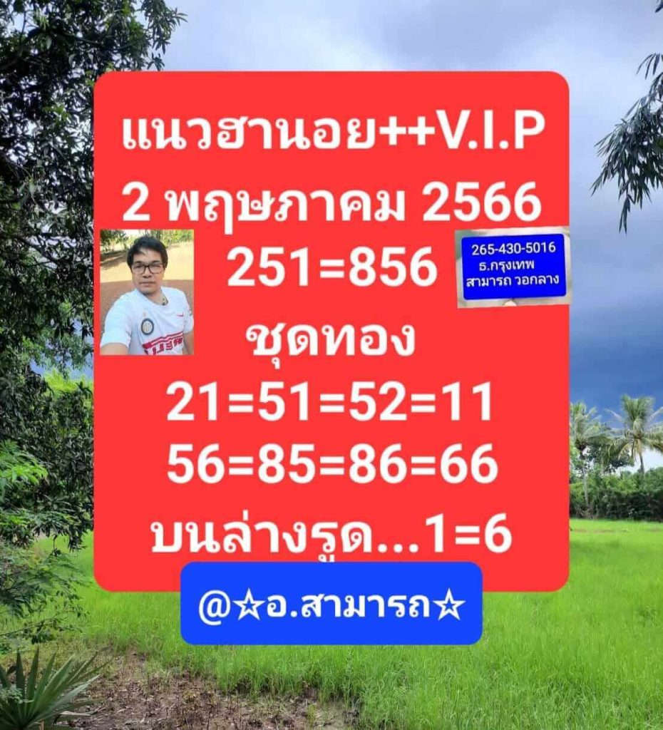 แนวทางหวยฮานอย 2/5/66 ชุดที่ 6