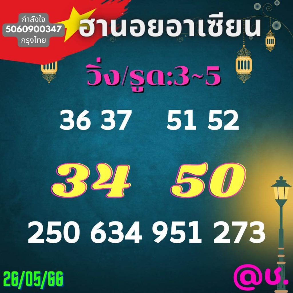 แนวทางหวยฮานอย 26/5/66 ชุดที่ 7