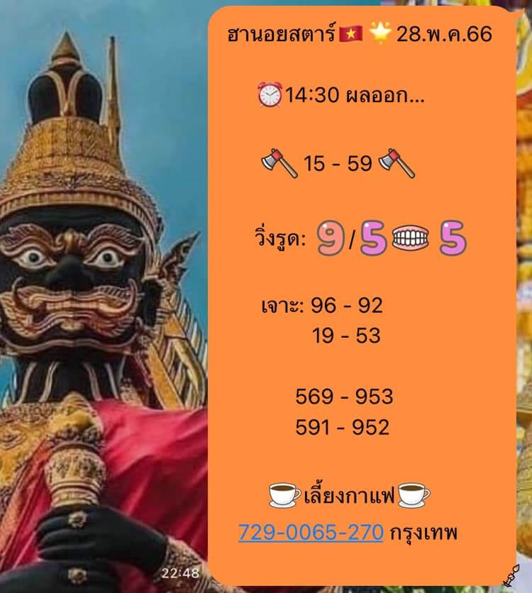 แนวทางหวยฮานอย 28/5/66 ชุดที่ 6