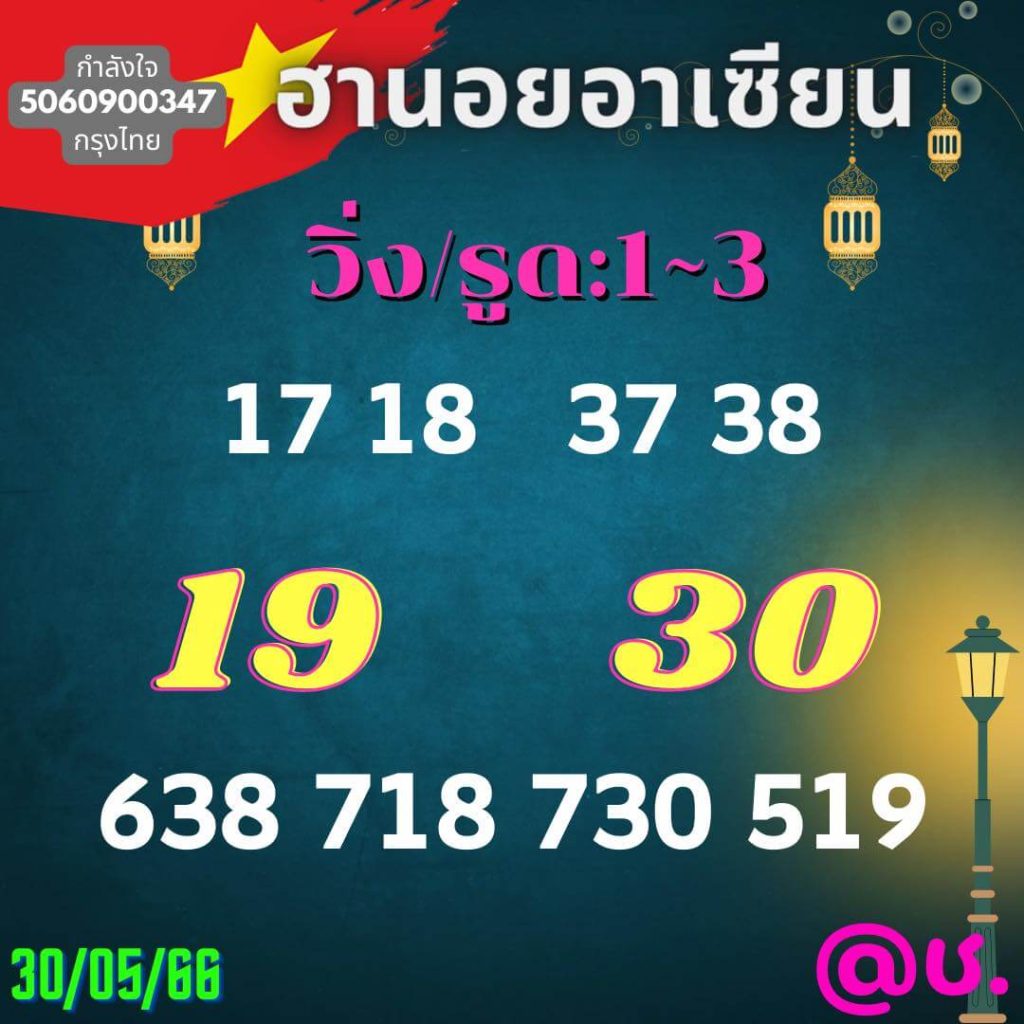 แนวทางหวยฮานอย 30/5/66 ชุดที่ 8