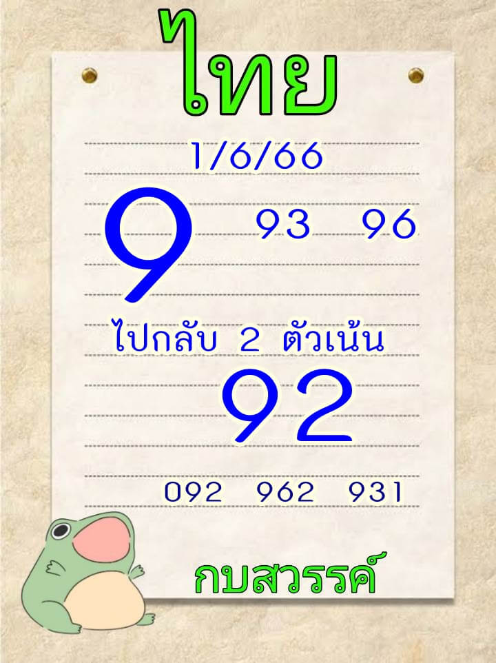 หวยกบสวรรค์ 1/6/66