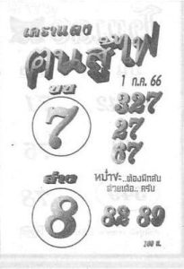 หวยฅนสู้ไฟ 1/7/66