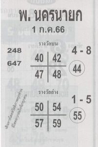 หวยพ.นครนายก 1/7/66