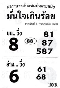 หวยมั่นใจเกินร้อย 1/7/66