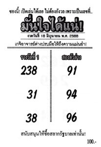 หวยมั่นใจได้แน่ 16/6/66