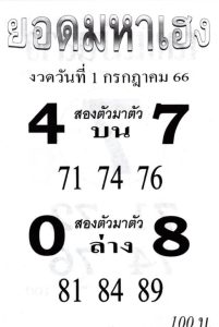 หวยยอดมหาเฮง 1/7/66