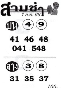 หวยสามช่า 1/7/66