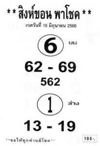 หวยสิงห์ขอน 16/6/66