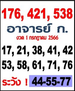 หวยอาจารย์ก.ไก่ 1/7/66