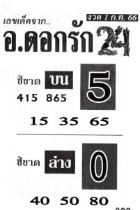 หวยอาจารย์ดอกรัก 1/7/66