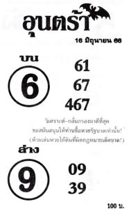 หวยอุนตร้า 16/6/66