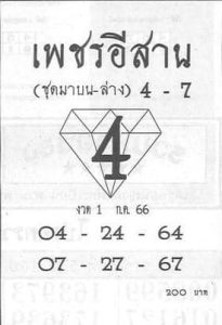 หวยเพชรอีสาน 1/7/66