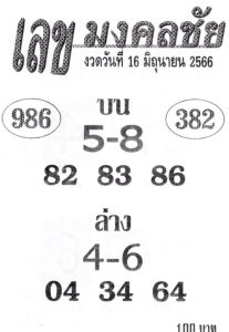 หวยเลขมงคลชัย 16/6/66