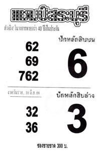 หวยแชมป์สระบุรี 16/6/66