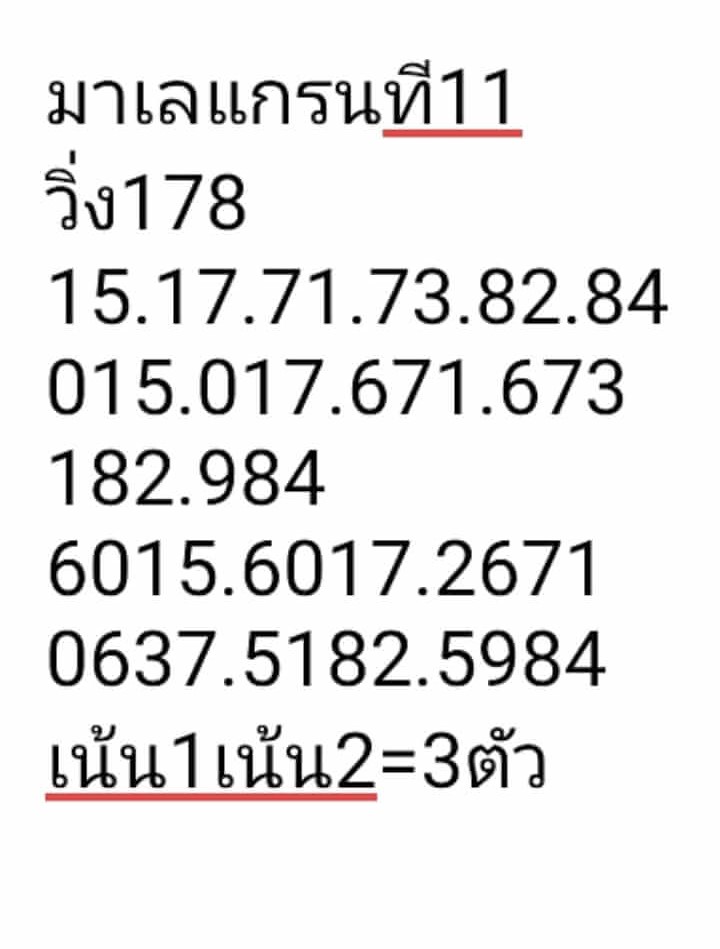 แนวทางหวยมาเลย์ 11/6/66 ชุดที่ 6