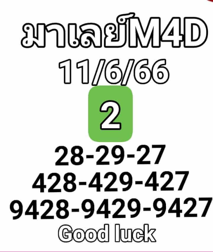 แนวทางหวยมาเลย์ 11/6/66 ชุดที่ 8