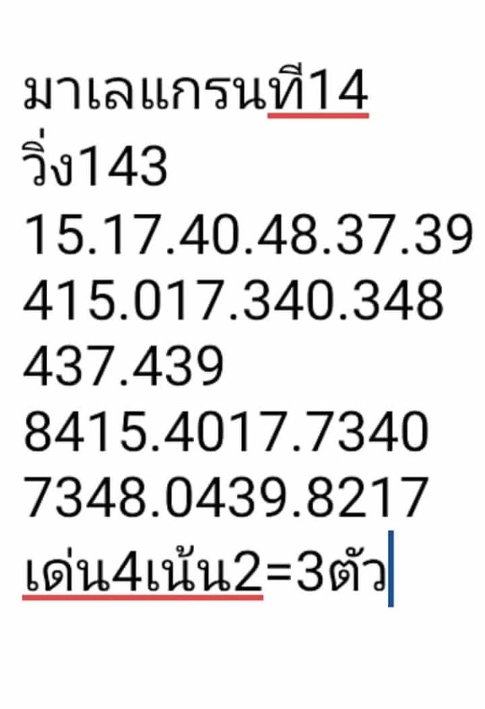 แนวทางหวยมาเลย์ 14/6/66 ชุดที่ 3