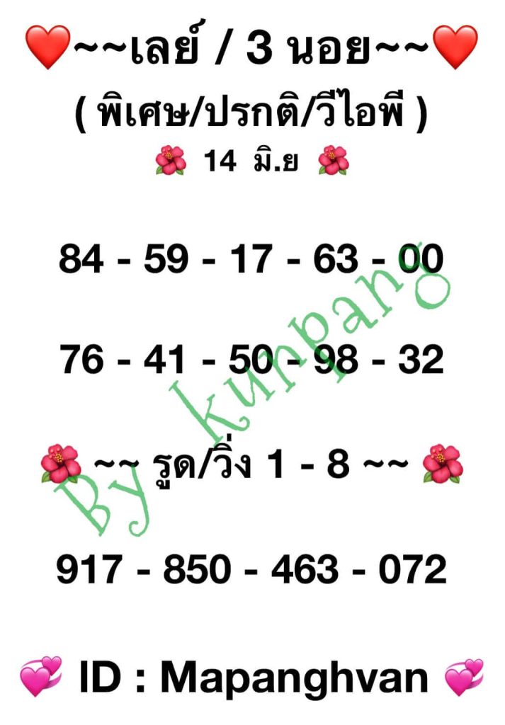 แนวทางหวยมาเลย์ 14/6/66 ชุดที่ 8